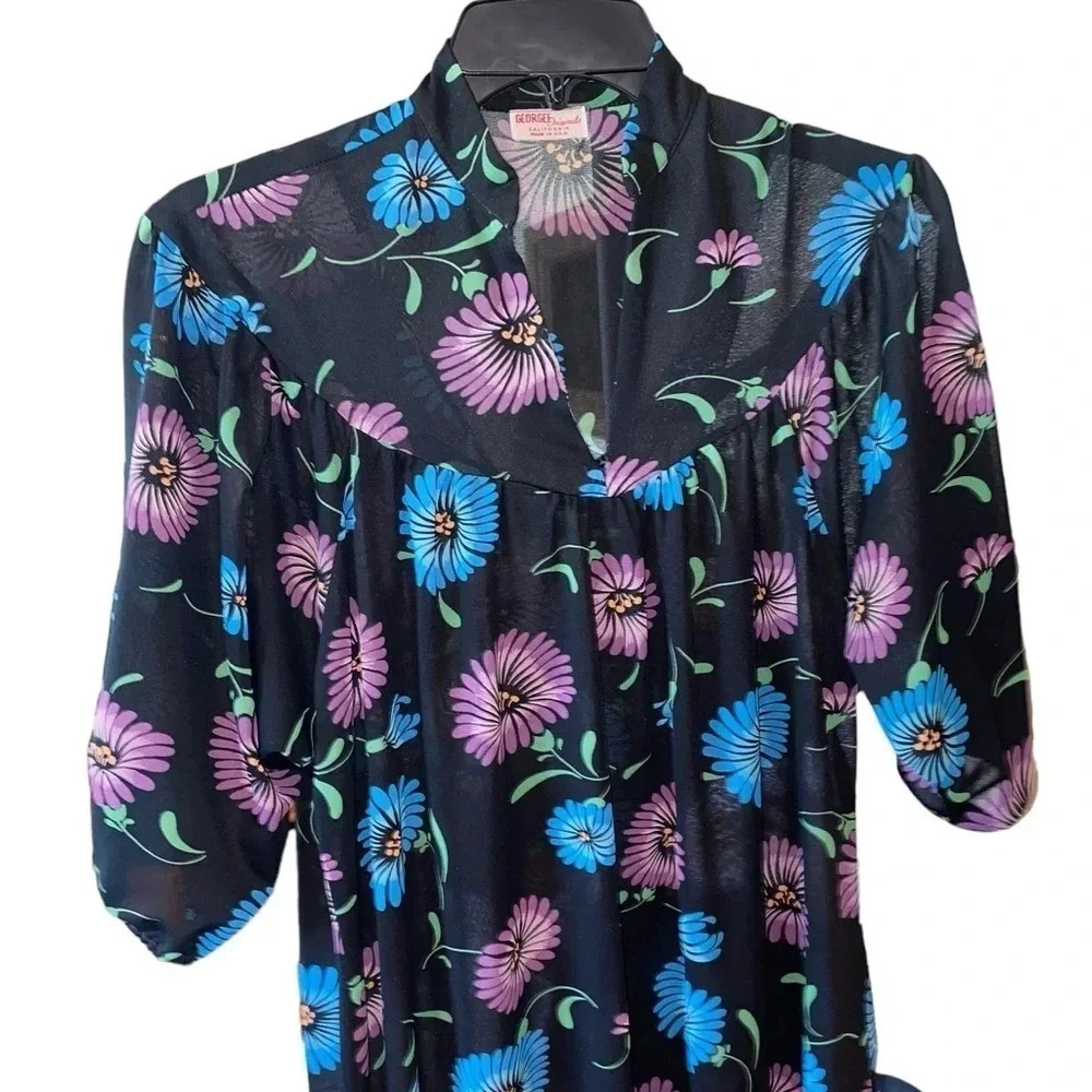 vintage black purple and blue daisy mumu - Picture 5 of 8